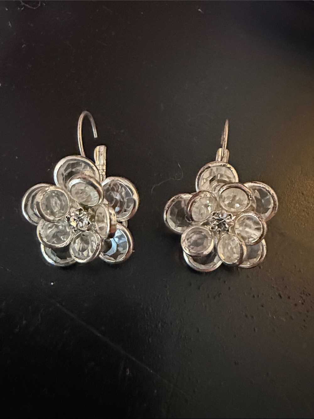 Clear Crystal Flower Drop Earrings - Women Jewelry